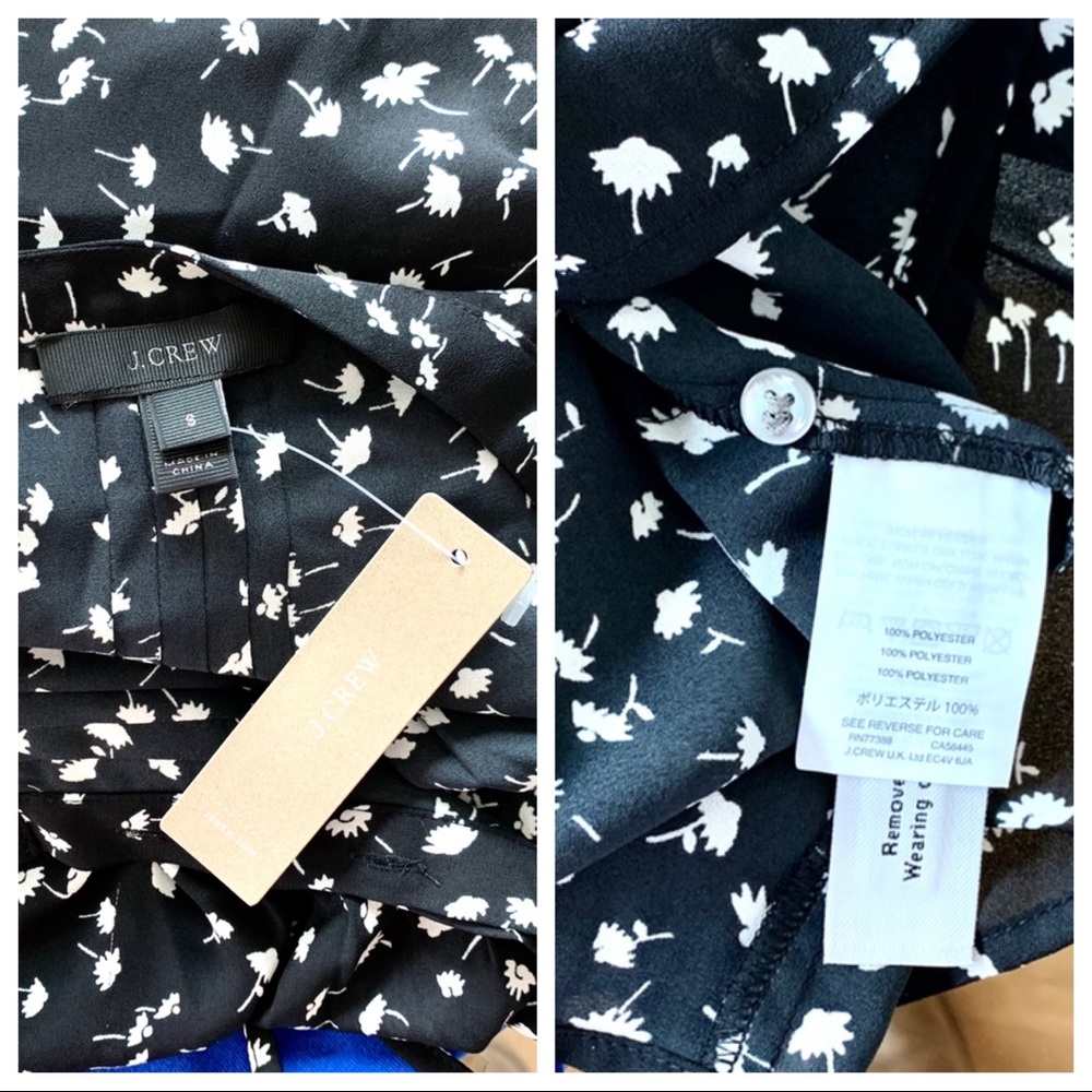 NWT J. CREW Tie Sleeve BLOUSE with Pintucks FLORAL - Picture 7 of 8